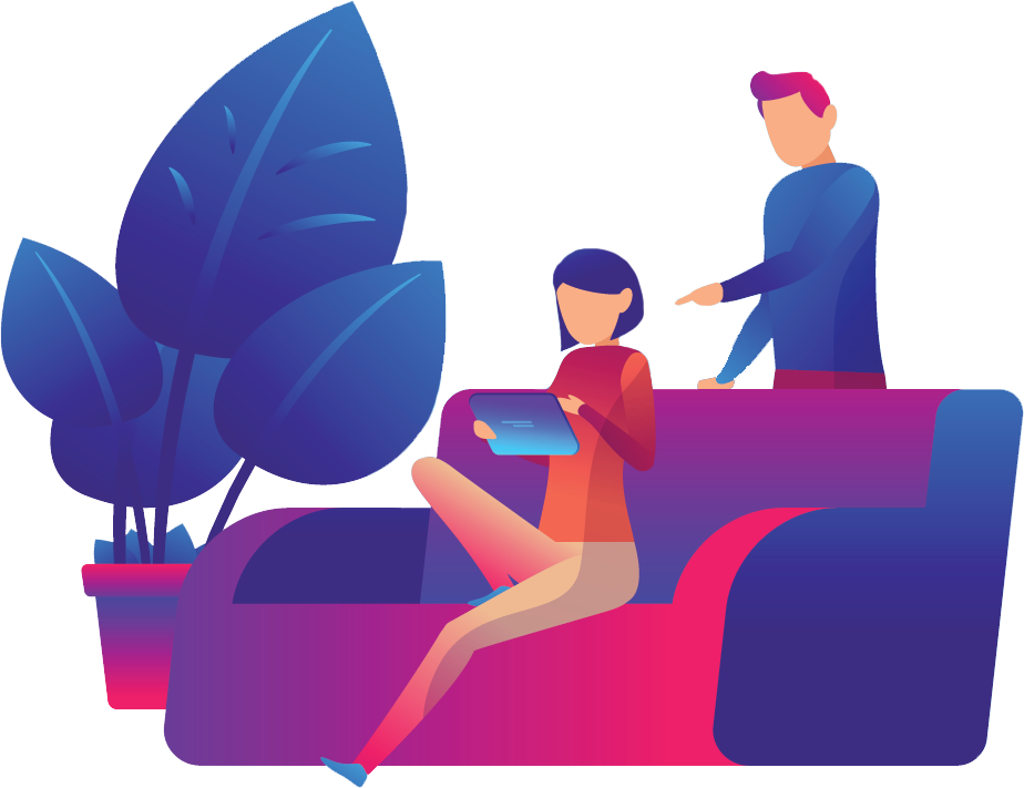 Moderne stue med infoskjerm